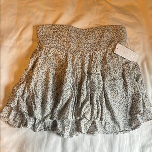 Sienna Sky: Mini Skirt White with Dainty Blue Flowers